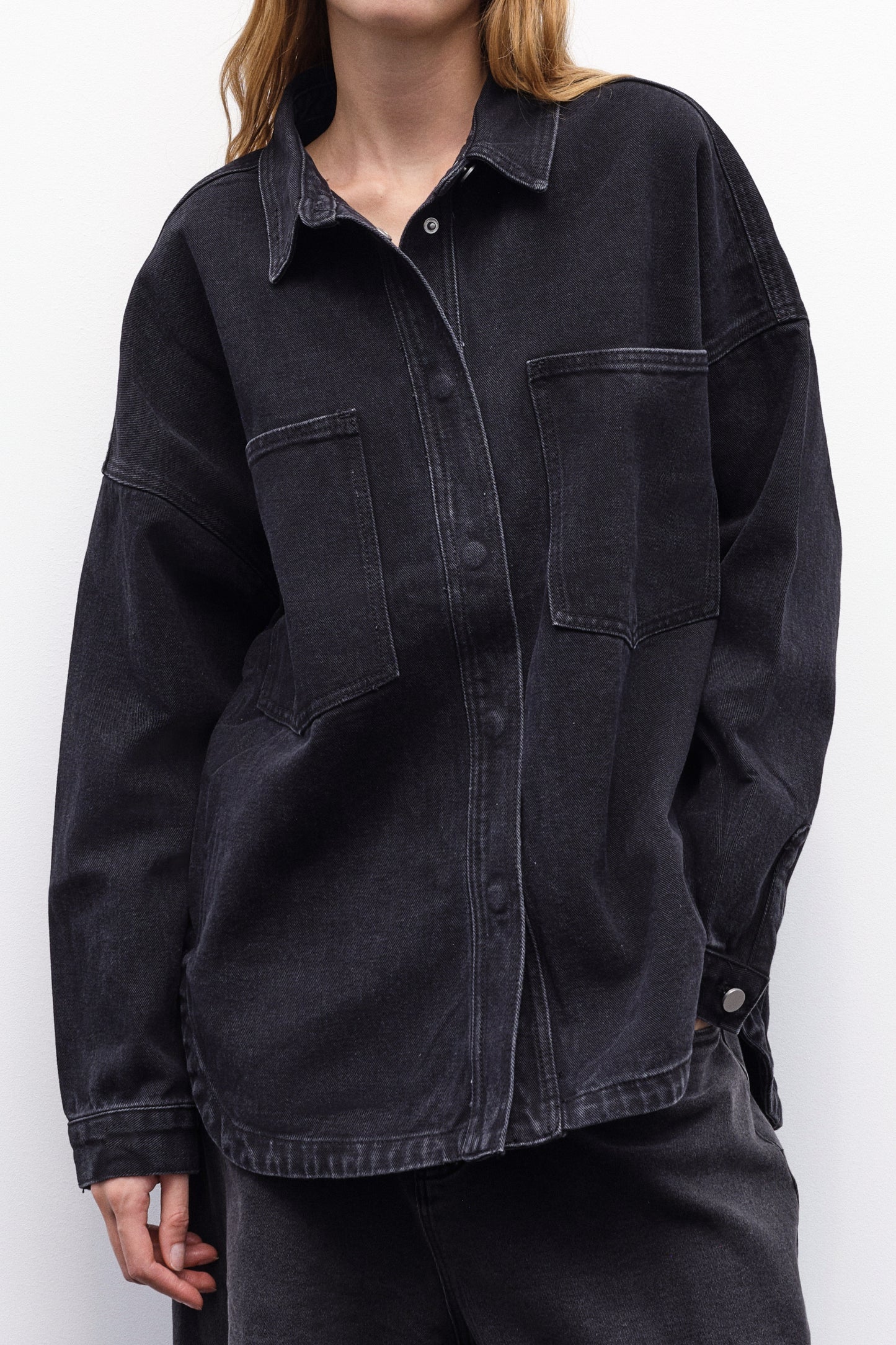 Denim Black Oversized Jacket